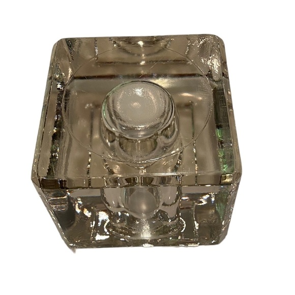 INK WELL Crystal Glass - Clear Heavy - Square Art Deco - Vintage ✅ - Picture 5 of 8